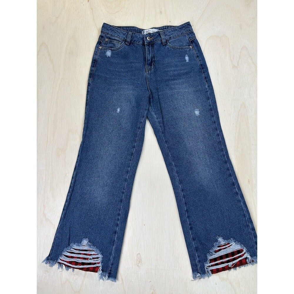 Bronco Jeans HIGH RISE STRAIGHT CHECK CULOTTE JEANS 28